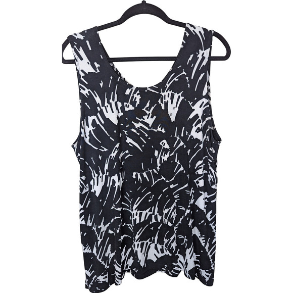 CHICO'S Women's Sleeveless V-Neck Blouse, Stretchy, Black/White, Size 3 - Picture 2 of 6